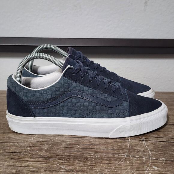 Vans Old Skool Emboss Mini Check Women's Athletic Skate Shoes Size 7.5 Blue - Picture 3 of 9